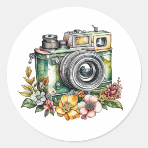 Photography Graphics and Quote Vintage Camera Classic Round Sticker