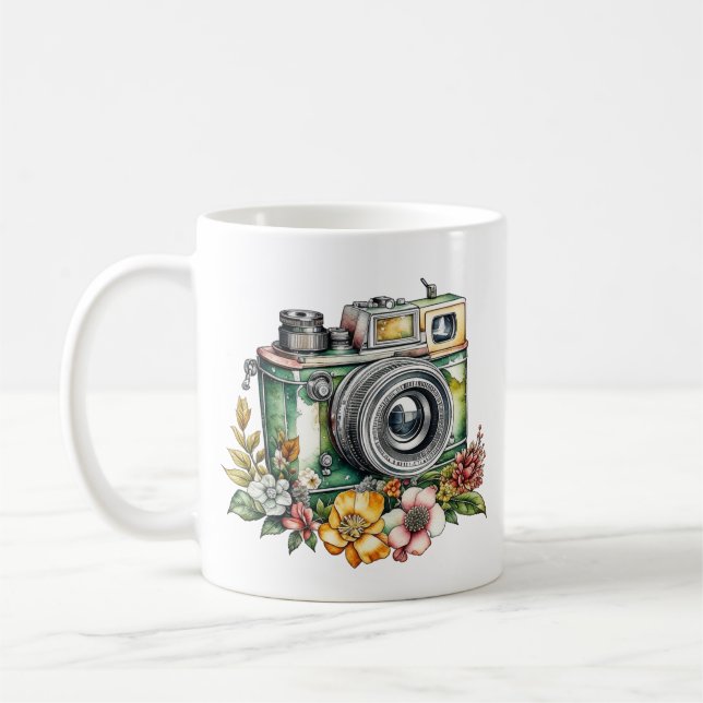 Photography Graphics and Quote | Vintage Camera Coffee Mug (Left)