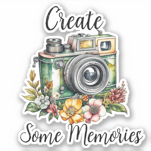 Photography Graphics and Quote | Vintage Camera Sticker (Front)