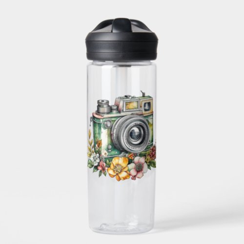 Photography Graphics and Quote  Vintage Camera Water Bottle