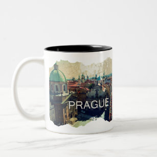Photography in old city Prague distressed Two-Tone Coffee Mug