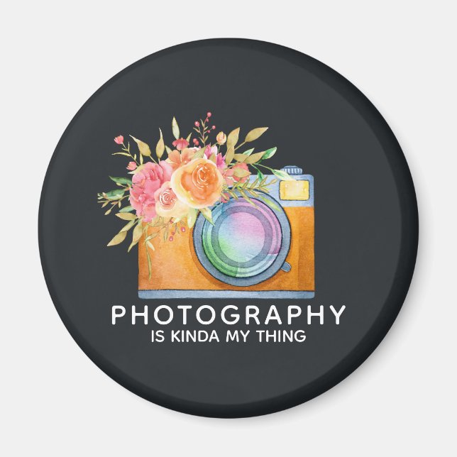 Photography is Kinda My Thing Watercolor Camera Magnet (Front)