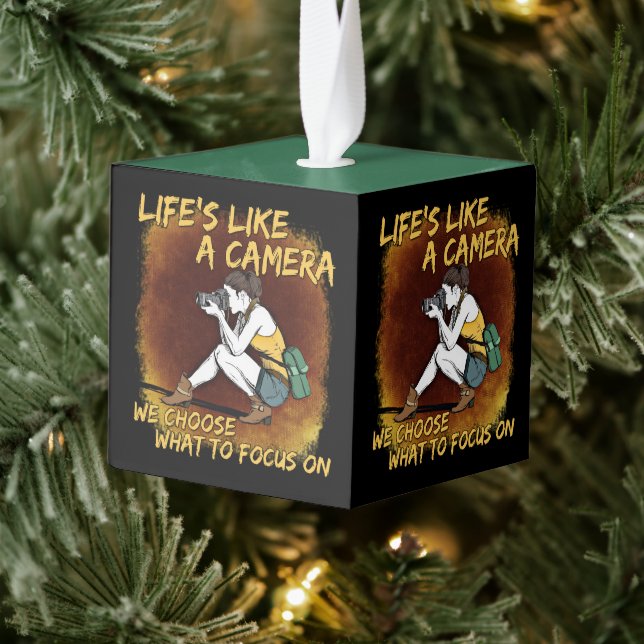 Photography - Life Like A Camera Photographer Cube Ornament (Tree)