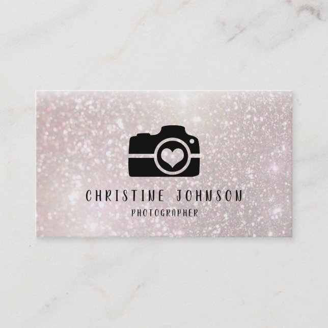 photography logo on faux glitter business card (Front)