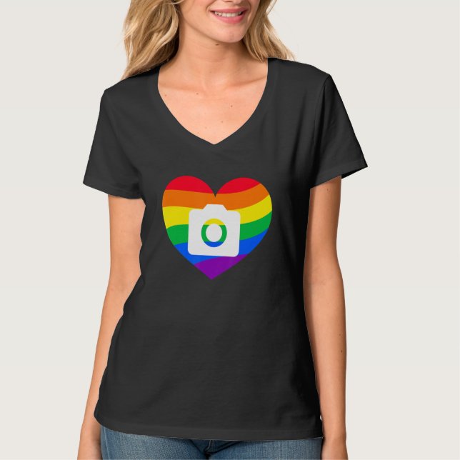 Photography Lover, Photographer Gift, Rainbow Came T-Shirt (Front)