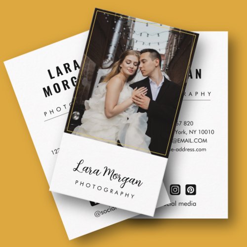 Photography Minimalist Golden Frame Business Card