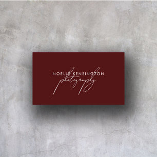 Photography Minimalist Ruby Red Modern Elegant Business Card