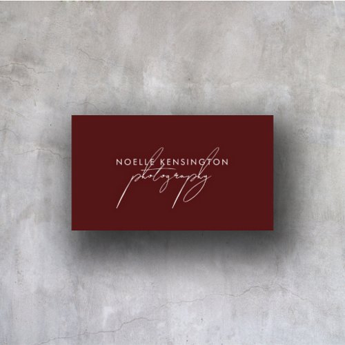 Photography Minimalist Ruby Red Modern Elegant Business Card
