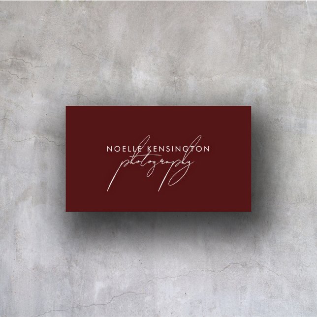Photography Minimalist Ruby Red Modern Elegant Business Card (Creator Uploaded)