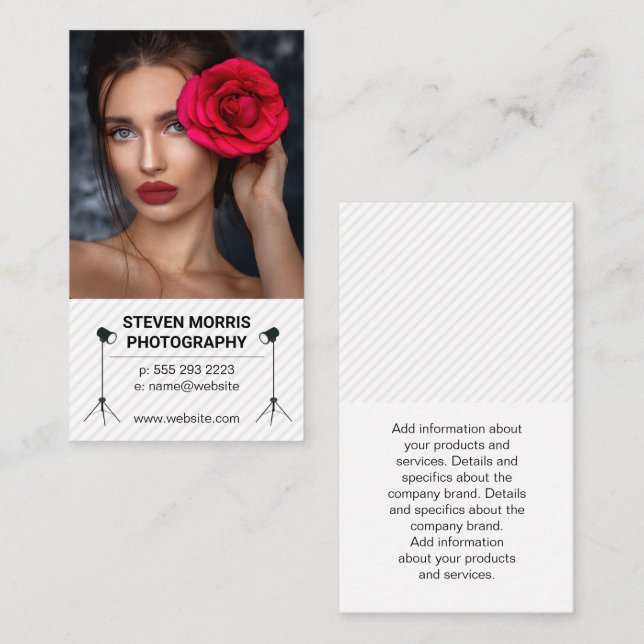 Photography | Model with Rose | Add Custom Photo Business Card (Front/Back)