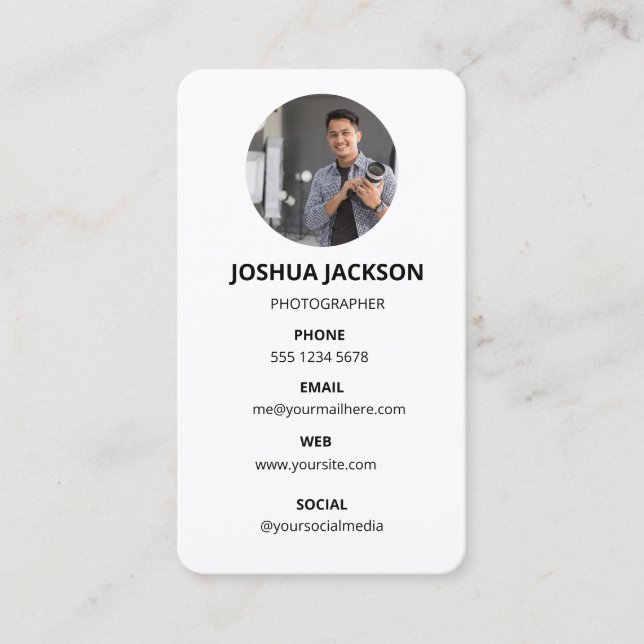 Photography Modern Minimal Simple Photo Business Card (Front)