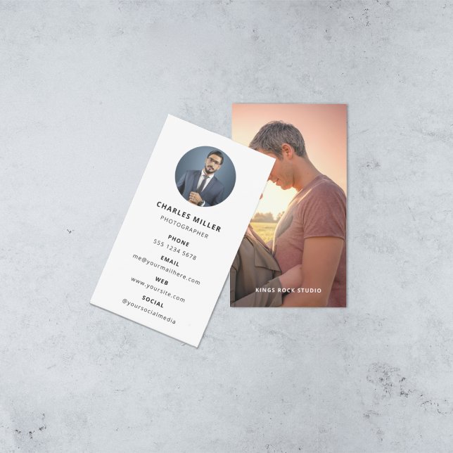 Photography Modern Minimal Simple Photo Business Card (Photo Square Business Card)
