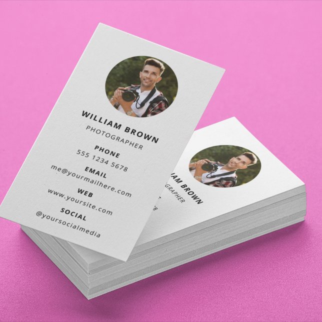 Photography Modern Minimal Simple Photo Business Card (Photo Square Business Card)