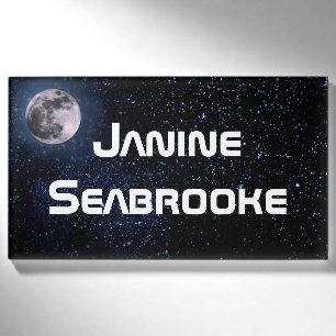Photography - Night Sky with Full Moon + your idea Name Tag