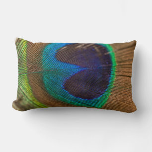 Photography of peacock feather lumbar pillow