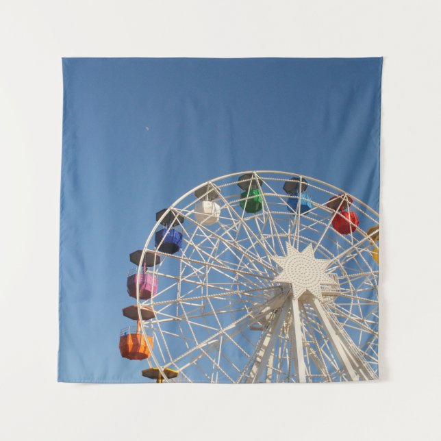 Photography of worms eye ferris wheel tapestry (Front)