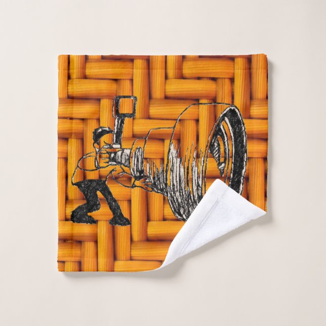 Photography Orange Camera Bathroom Towel Sets (Wash Cloth)