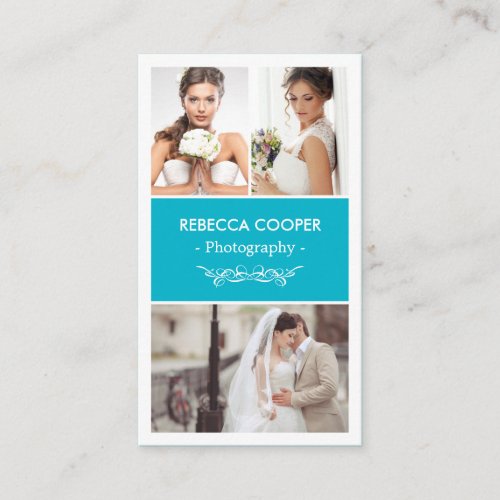 Photography Photo Collage - Modern Scuba Blue Business Card