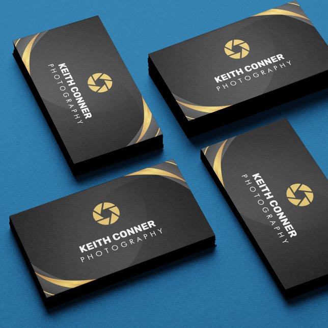 Photography Photographer Black & Gold  Business Card (Creator Uploaded)