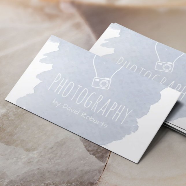 Photography Photographer Camera Elegant Watercolor Business Card (Creator Uploaded)