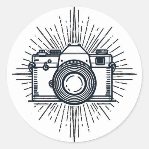 Photography Photographer Camera Minimal Vintage  Classic Round Sticker