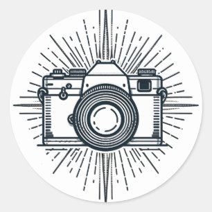 Photography Photographer Camera Minimal Vintage Classic Round Sticker