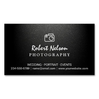 Photography Photographer Camera Simple Matte Black Magnetic Business Card