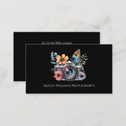 Photography Photographer Floral Camera Watercolor Business Card at Zazzle