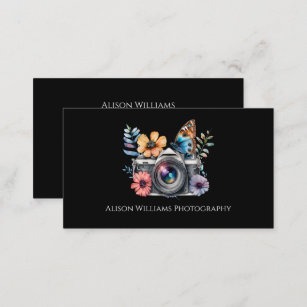 Photography Photographer Floral Camera Watercolor Business Card