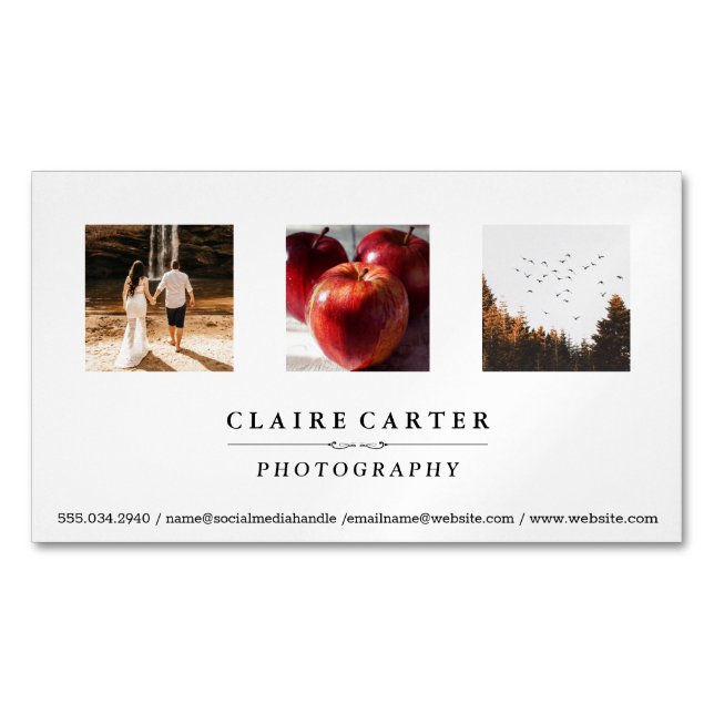 Photography | Photographer Portfolio Business Card Magnet (Front)