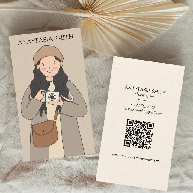 Photography Photographer QR code | Modern Kawaii Business Card (Kawaii Photographer Business Card)