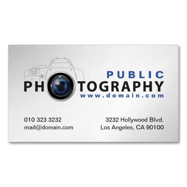 Photography Photographers Camera Lens Business Card Magnet (Front)