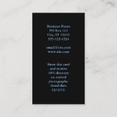 Photography Portrait Vertical Black Business Card (Back)