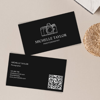 Photography Professional Camera Qr Code Business Card by smmdsgn at Zazzle