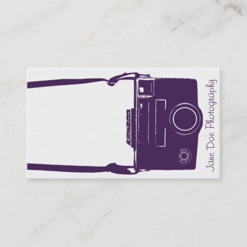 Stylish Dark Purple and White Retro Film Camera Business Card Templates