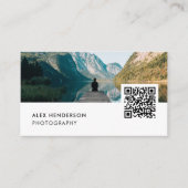 Photography QR Code | Modern Photo Photographer Business Card (Front)
