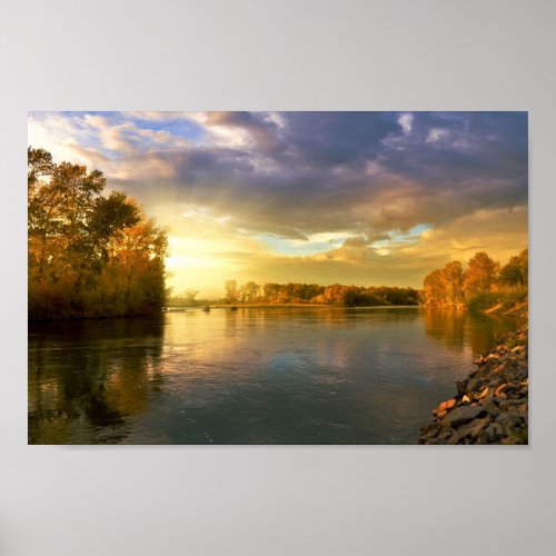 Photography River Sunset Poster