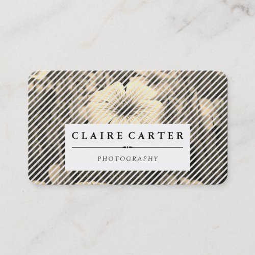 Photography Sepia Floral Diagonal Stripes Business Card