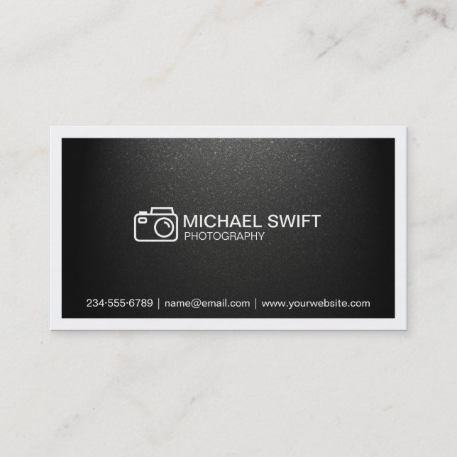 Photography Showcase Minimal Simple Matte Black Business Card (Front)