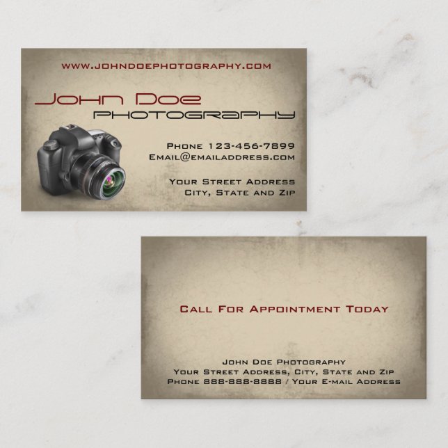 Photography Studio Photographer Business Card (Front/Back)