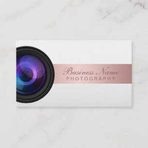 Photography Studio Rose Gold Striped Photographer Business Card