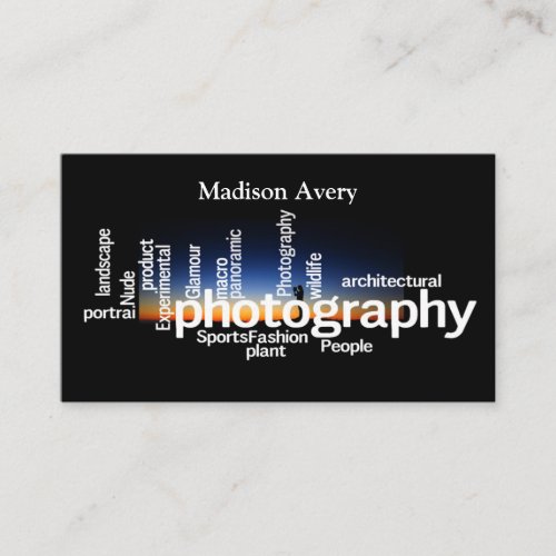 Photography Typography Sunrise Photographer Business Card