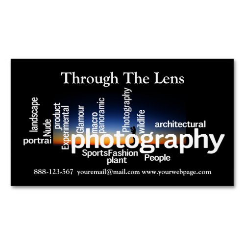 Photography Typography Sunrise Photographer Magnetic Business Card