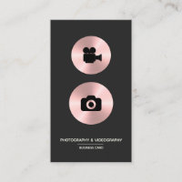 Photography & Videography - Faux Rose Gold Business Card