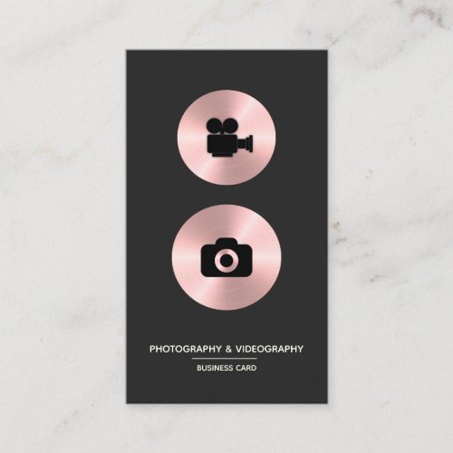 Photography  Videography _ Faux Rose Gold Business Card