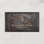 Photography Vintage Monogram Rusty Metal Business Card (Front)