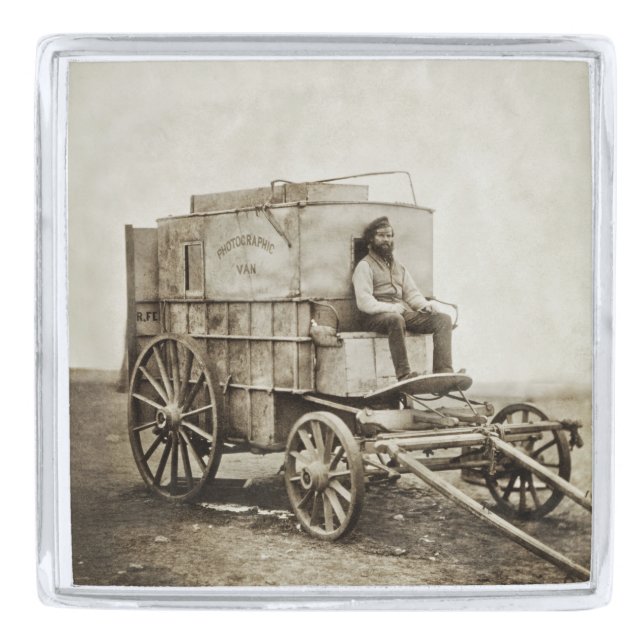 Photography Wagon of Roger Fenton Photo Realism Silver Finish Lapel Pin (Front)