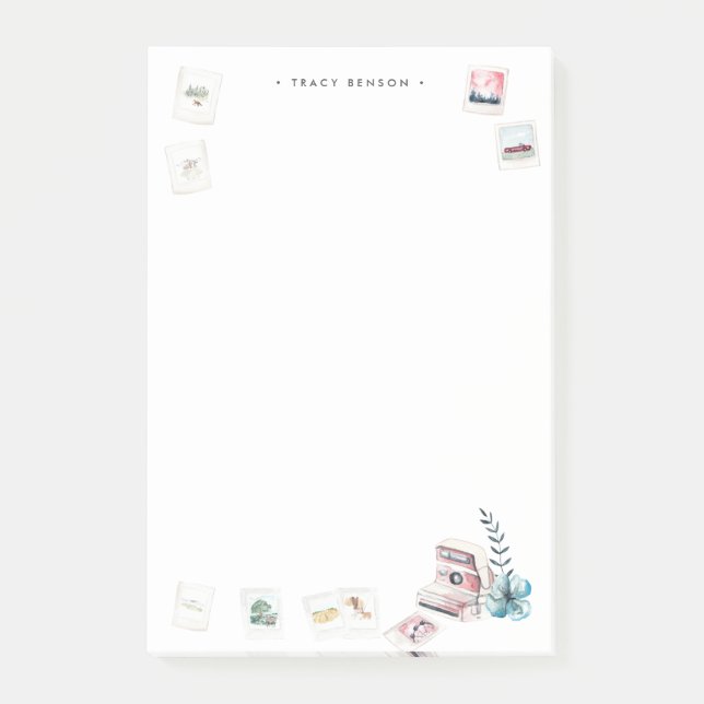 Photography | Watercolor Camera Personalized Post-it Notes (Front)