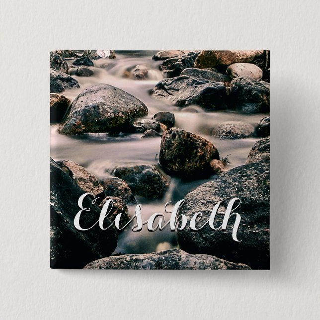 Photography WATERFALL STONES + your ideas Pinback Button (Front)