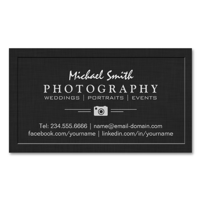 Photography Wedding Portrait Elegant Embossed Look Magnetic Business Card (Front)